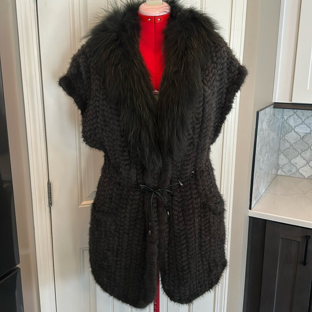 Real fur knitted vest made by Pat Dahnke